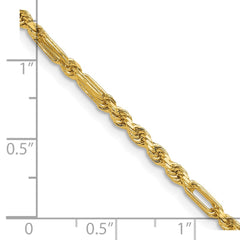 14k 2.75mm D/C Milano Rope Chain - 7