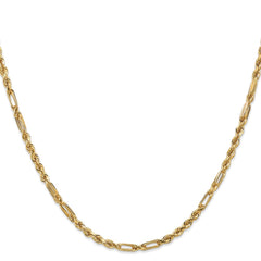 14K 16 inch 3mm Diamond-cut Milano Rope with Lobster Clasp Chain