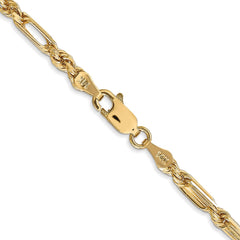14K 16 inch 3mm Diamond-cut Milano Rope with Lobster Clasp Chain