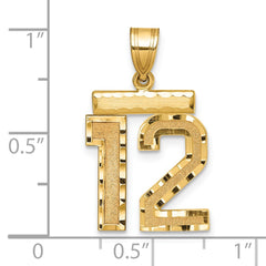 14k Medium Diamond-cut Number 12 Charm