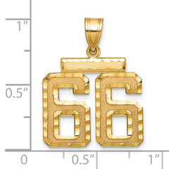 14k Medium Diamond-cut Number 66 Charm