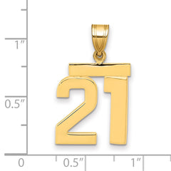 14k Medium Polished Number 21 Charm - 2