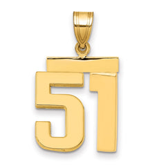14k Medium Polished Number 51 Charm - 2