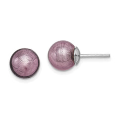 Sterling Silver Rhodium-plated Lavender Italian Murano Earrings