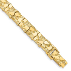 14k Polished and Textured 9.5mm 8 inch Nugget Bracelet