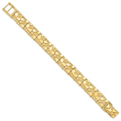 14k Polished and Textured 12.50mm 7 inch Nugget Bracelet