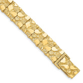 14k Polished and Textured 12.50mm 8 inch Nugget Bracelet