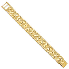 14k Polished and Textured 15mm 8 inch Nugget Bracelet