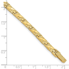 14k Polished and Textured 5.5mm 8 inch Nugget Bracelet