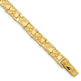 14k Polished and Textured 7.00mm 8 inch Nugget Bracelet