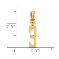 14k Polished Number 3 Pendant - 2