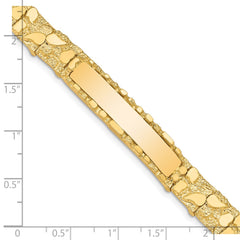14k Polished Solid 10.0mm Nugget 38x10mm Plate ID Bracelet (Per Inch)