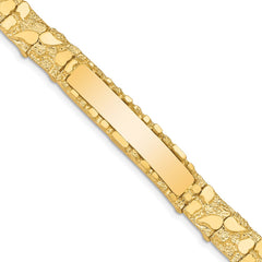 14k Polished Solid 10.0mm Nugget 38x10mm Plate ID Bracelet (Per Inch)