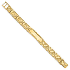 14k Polished Solid 12.0mm Nugget 36x12mm Plate ID Bracelet (Per Inch)