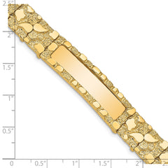 14k Polished Solid 12.0mm Nugget 36x12mm Plate ID Bracelet (Per Inch)