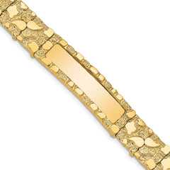 14k Polished Solid 12.0mm Nugget 36x12mm Plate 7 inch ID Bracelet