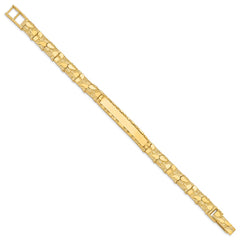 14k Polished Solid 7mm Nugget 37x7mm Plate ID Bracelet (Per Inch)