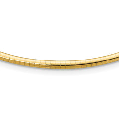 14k Polished 3mm Lightweight 18 inch Domed Omega Necklace