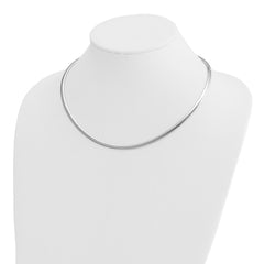 14k White Gold Polished 4mm Standard Weight 18 inch Domed Omega Necklace