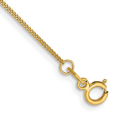 14K 10 inch .9mm Curb with Spring Ring Clasp Anklet