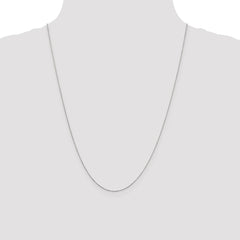 14K White Gold 24 inch .6mm Diamond-cut Round Open Link Cable with Spring Ring Clasp Chain
