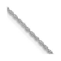 14K White Gold 16 inch 1.1mm Baby Rope with Spring Ring Clasp Chain