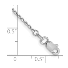 14K White Gold 10 inch 1.4mm Diamond-cut Round Open Link Cable with Lobster Clasp Anklet