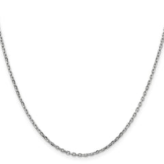 14K White Gold 16 inch 1.8mm Diamond-cut Round Open Link Cable with Lobster Clasp Chain