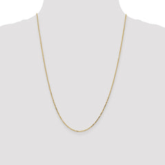 14K 24 inch 1.4mm Diamond-cut Round Open Link Cable with Lobster Clasp Chain