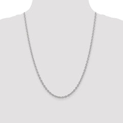 14K White Gold 24 inch 3.2mm Round Open Link Cable with Lobster Clasp Chain