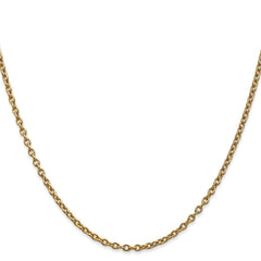 14K 18 inch 2.4mm Round Open Link Cable with Lobster Clasp Chain