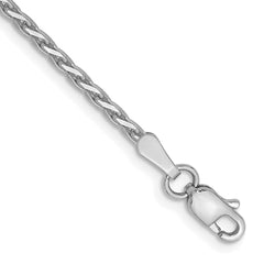 14K White Gold 9 inch 1.6mm Diamond-cut Parisian Wheat with Lobster Clasp Anklet