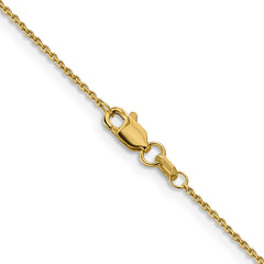 14K 22 inch .9mm Diamond-cut Round Open Link Cable with Lobster Clasp Chain