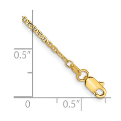 14K 9 inch 1.5mm Lightweight Flat Anchor Link with Lobster Clasp Anklet