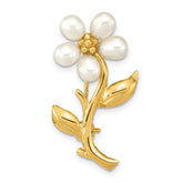 14k 4-5mm White Rice Freshwater Cultured Pearl Flower Brooch
