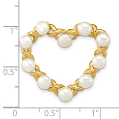 14k 4-5mm White Button Freshwater Cultured Pearl Heart Brooch