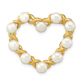 14k 4-5mm White Button Freshwater Cultured Pearl Heart Brooch