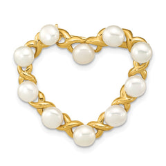 14k 4-5mm White Button Freshwater Cultured Pearl Heart Brooch