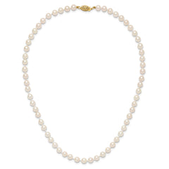 14k 5-6mm White Round Akoya Saltwater Cultured Pearl 16 inch Necklace - 2