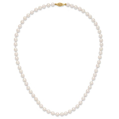 14k 5-6mm White Round Akoya Saltwater Cultured Pearl 18 inch Necklace - 2