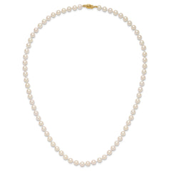 14k 6-7mm White Round Akoya Saltwater Cultured Pearl 20 inch Necklace - 2