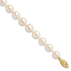 14k 7-8mm White Round Akoya Saltwater Cultured Pearl 7 inch Bracelet - 2