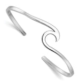 Sterling Silver Rhodium-plated Polished Wave Bangle