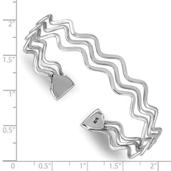Sterling Silver Rhodium-plated Polished Multi Wave Bangle