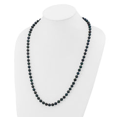14k White Gold 7-8mm Black Round Akoya Saltwater Cultured Pearl 24 inch Necklace