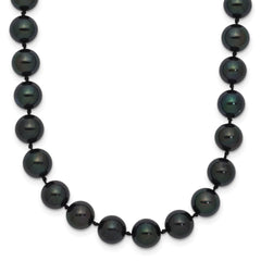 14k White Gold 7-8mm Black Round Akoya Saltwater Cultured Pearl 24 inch Necklace