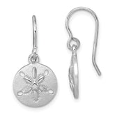 Sterling Silver Rhodium-plated Polished Sand Dollar Dangle Earrings