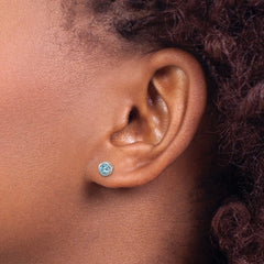 Sterling Silver Rhodium-Plated Polished Blue Crystal 3.5mm Post Earrings