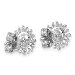 Sterling Silver Rhodium-Plated Polished Blue Crystal Sun Post Earrings