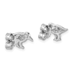 Sterling Silver Rhodium-plated Antiqued Sandpiper Post Earrings